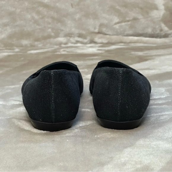 Stuart Weitzman Black Leather Flats Grosgrain Ribbon Black Studs Size 8.5 - Picture 4 of 10